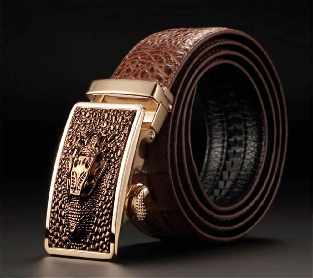 crocodile belt　リアルクロコダイルベルト Fashion Casual Mens Leather Belts, Faux Crocodile Leather Belt Men