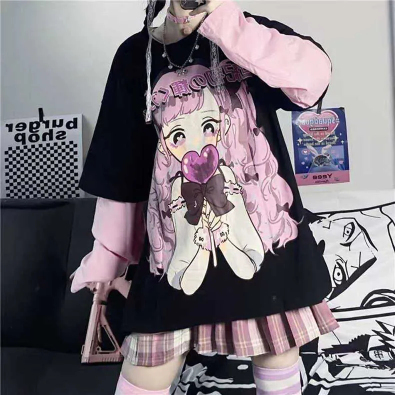 Manga Longa Anime Kawaii Hoodie Roupas Primavera Outono Hip Hop