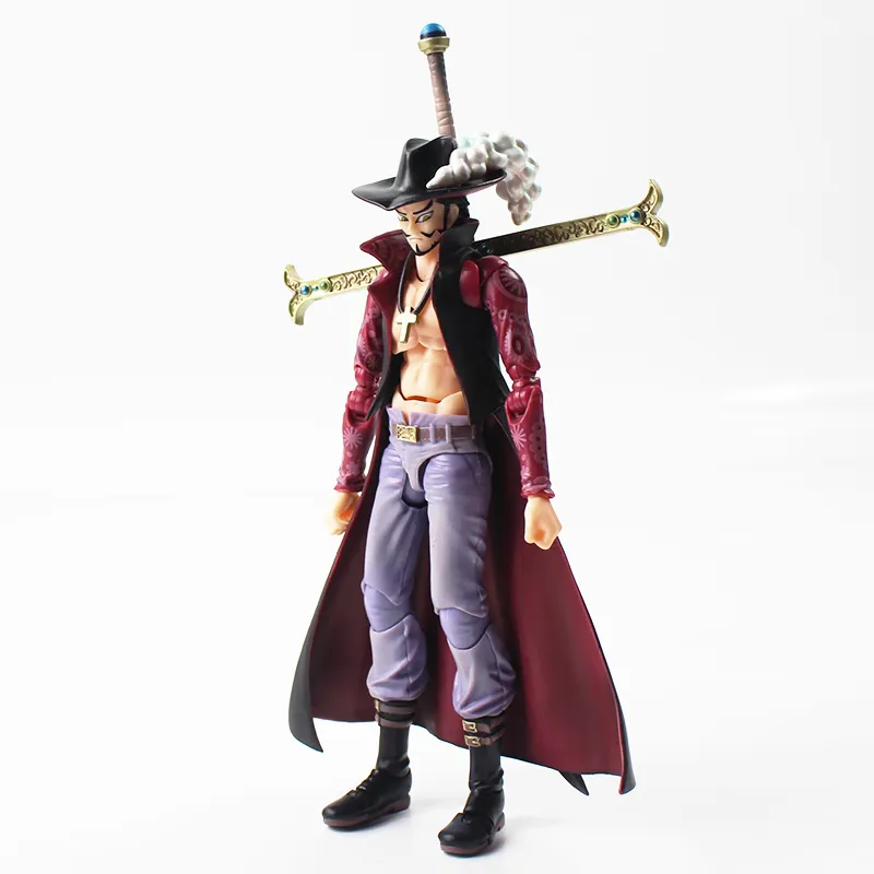 Anime uma peça mihawk figura dracule luffy shanks modelo boneca com espada  brinquedos presentes brinquedo 15cm