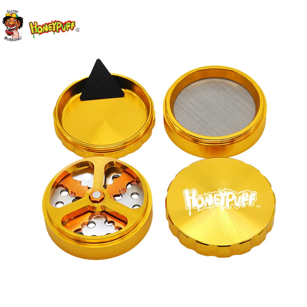 63MM Height Groove Grinder Grinding With HoneypuffLogo Aluminum Herb Grinder  With Gift Box Metal Tobacco Grinder For Herb From Mrsmokingbruce, $8.65