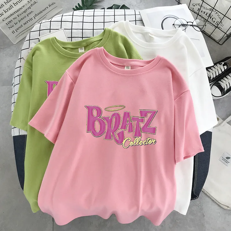 New Summer Bratz Letter T Shirt Women Casual White Tops Fashion T Shirt  Short Sleeve Printed Graphic Tee Women Clothing Poleras C0220 From Make07,  $7.38