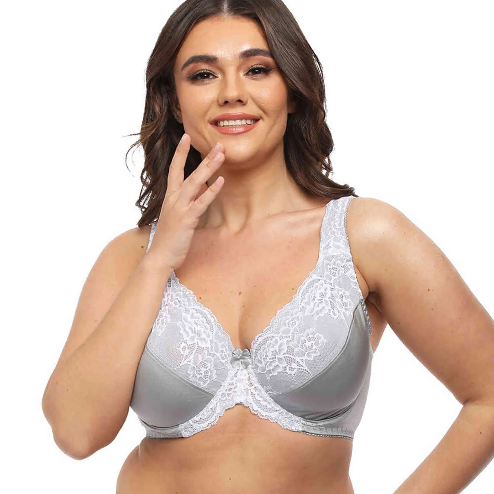 Gray Lace Perspective Bra Women Sexy Lingerie Embroidery Floral Bralette  Plus Size F G H I 34 36 38 40 42 44 48 50 52 54 211110 From 10,71 €