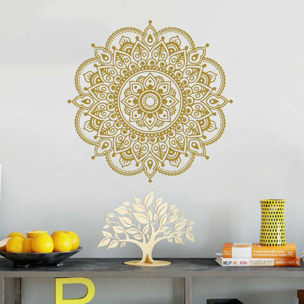 Stickers Muraux Mandala Gold Pour Chambres Bohemian Style Mandala