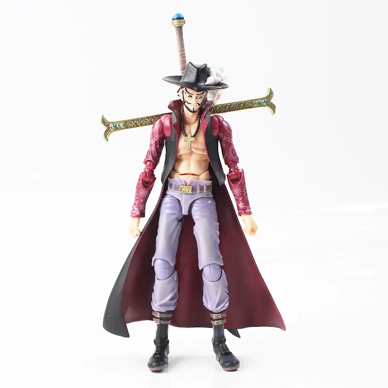 Uma peça dracule mihawk figura luffy shanks com espada brinquedos modelo  boneca presentes brinquedo 15cm