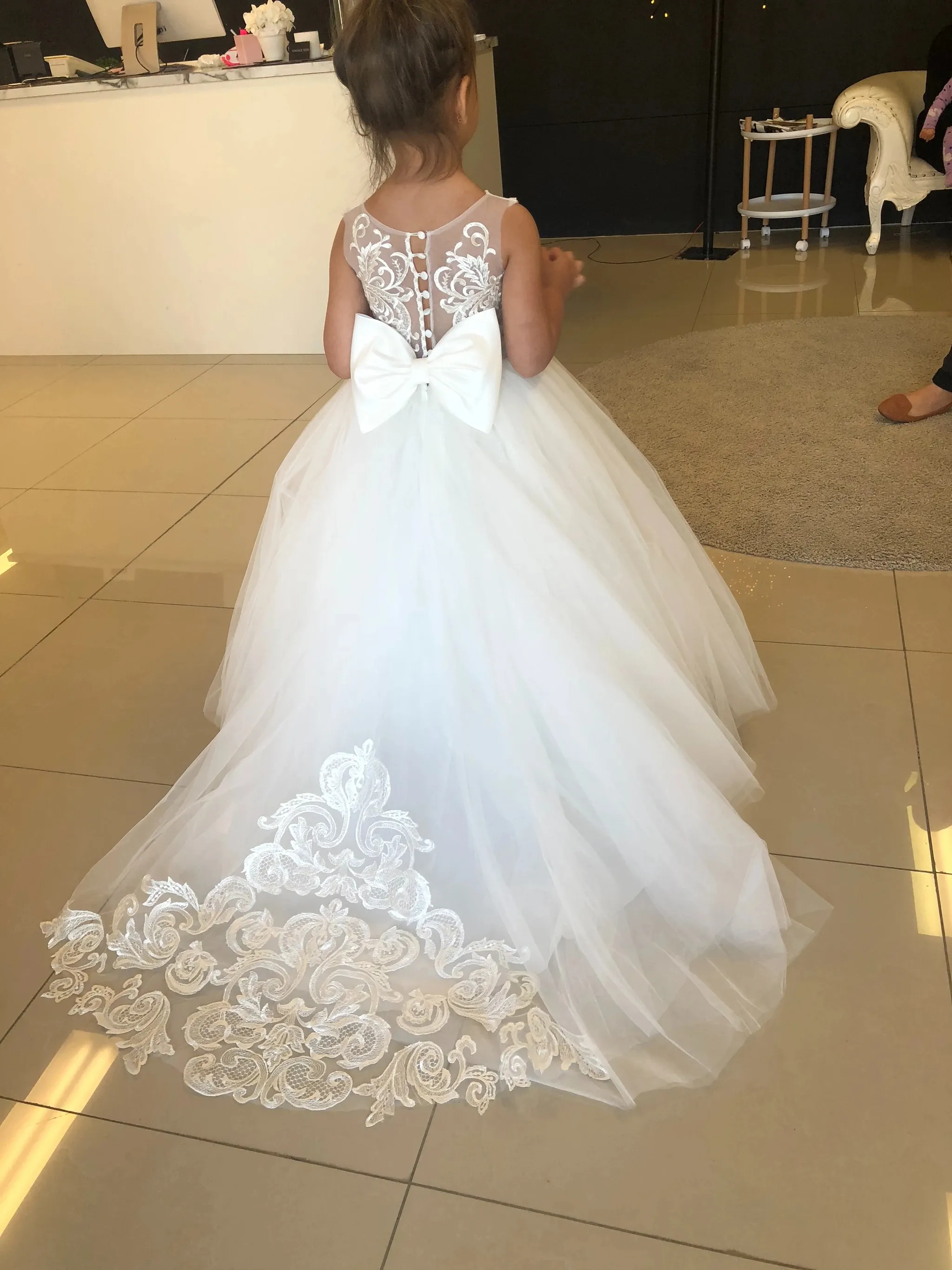 Valin Robe Princesse Fille Sans Manches Tulle Dentelle – Robe De Soirée Mariage Enfant 4-14 Ans – Modèle V833