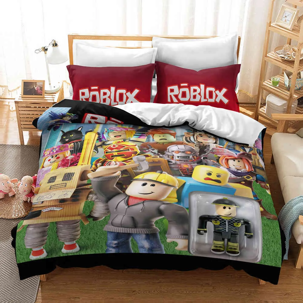 Quente roblox jogos de roupa de cama conjunto de desenhos animados em 3d  dynablocks jogo sandbox de capa de edredão conjuntos de almofadas caso twin  completo, rainha, rei frete grátis / Roupa