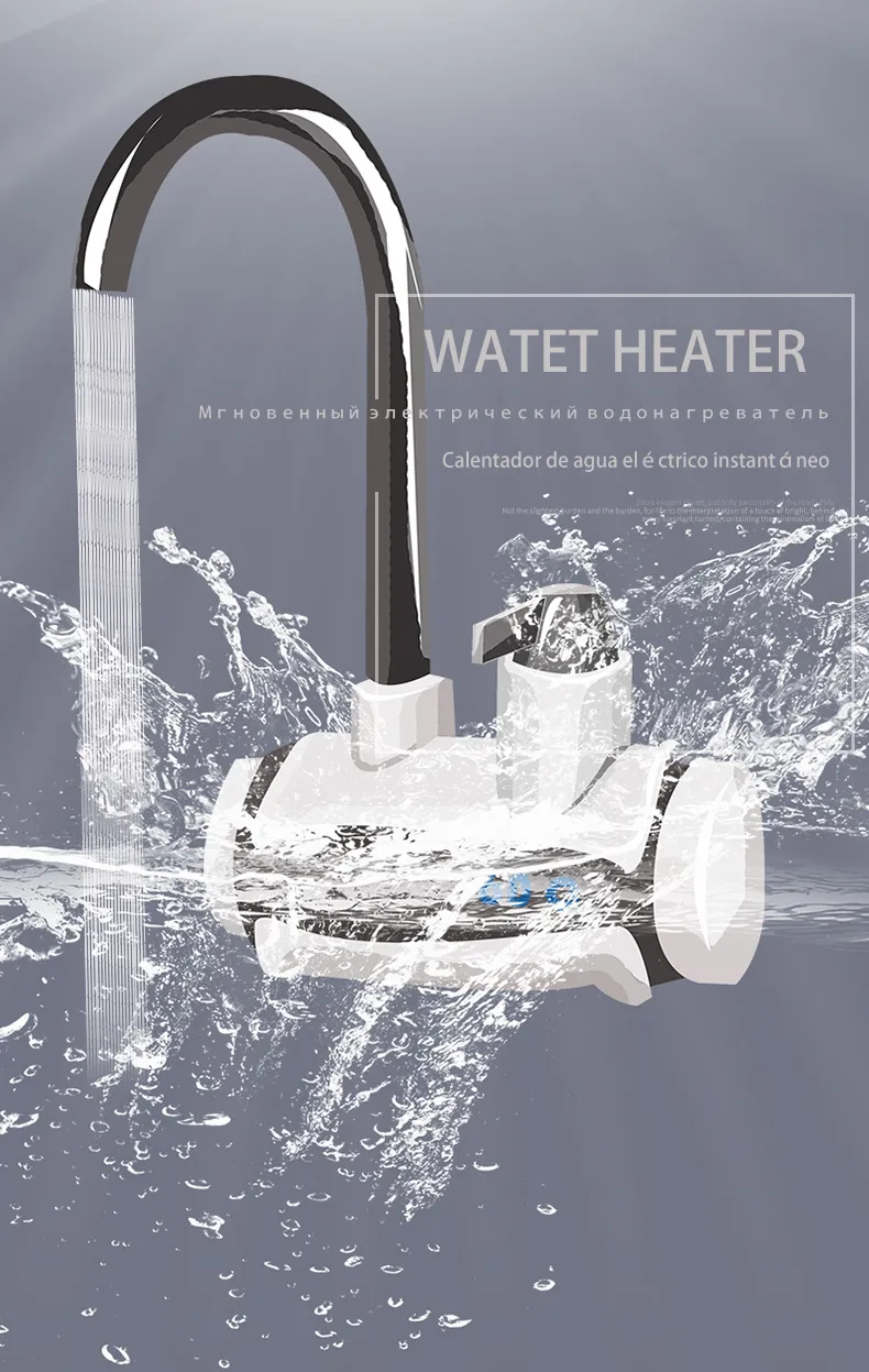 Torneira elétrica instantânea 3000W Água quente sob o fluxo Torneira da pia  do aquecedor de água quente - - Desconto no Preço