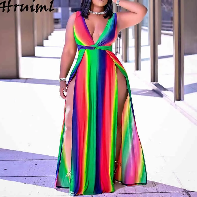 Plus Size Vestidos Soltos Multicolor Big Swing Mangas Sem Mangas