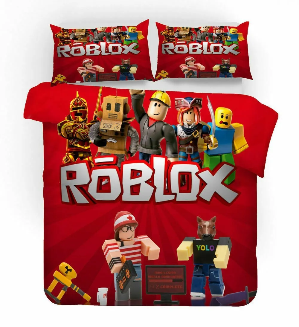 Ro-4 3d Jogo impresso Roblox Roupa de cama Conjunto de edredom Capa Colcha  Tampa Fronha Single Double Kids Gift