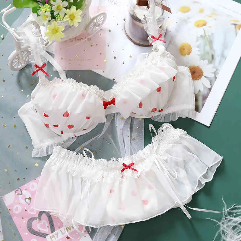 Japanese Sweet Womens Sexy Lingerie Plus Size Bra And Panty Set Cute  Underwear Kawaii White Push Up Sleep Tops Strappy Bralette From 34,83 €