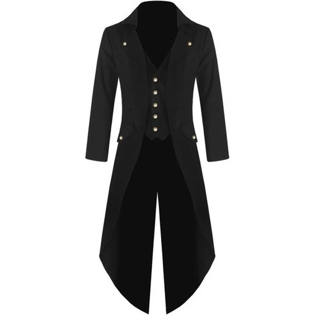 Men Vintage Gothic Long Jacket Autumn Retro Cool Uniform Costume