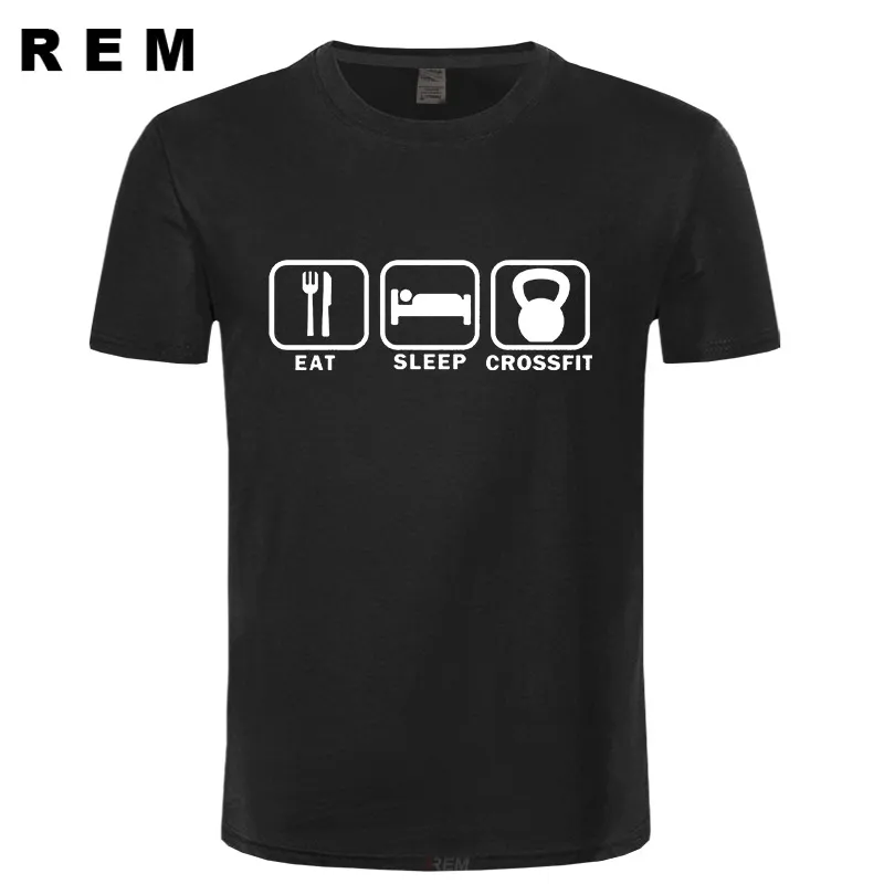 Eat Sleep Crossfit T Shirt Men Summer Short Sleeve Cotton Man