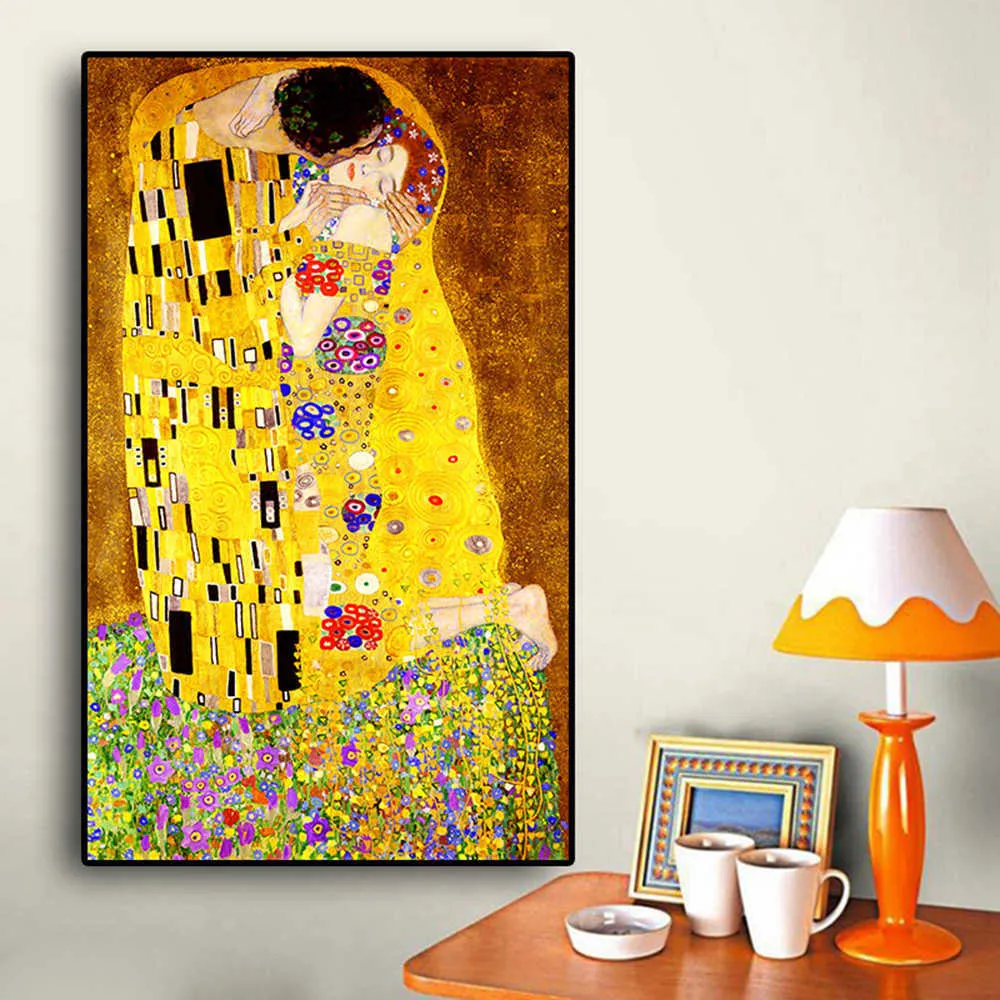 Классический Художник Gustav Klimt Kiss Аннотация 5D Живопись.