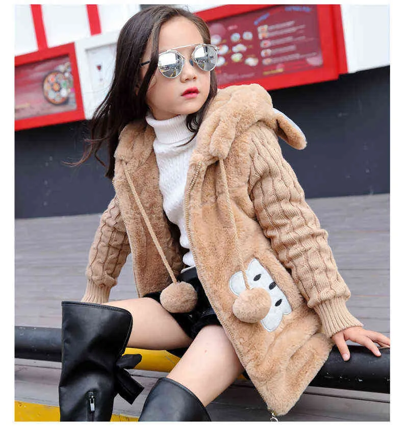 Fashion Coat For Girls Cartoon Thick Wool Sweater Childrens Long Sleeve Jacket Suit 4 12 Years Old 211204 From 20 67 DHgate