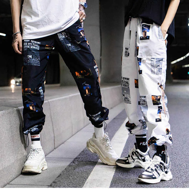 Hip Hop Pants Men Loose Joggers Pants With Print Streetwear Harem