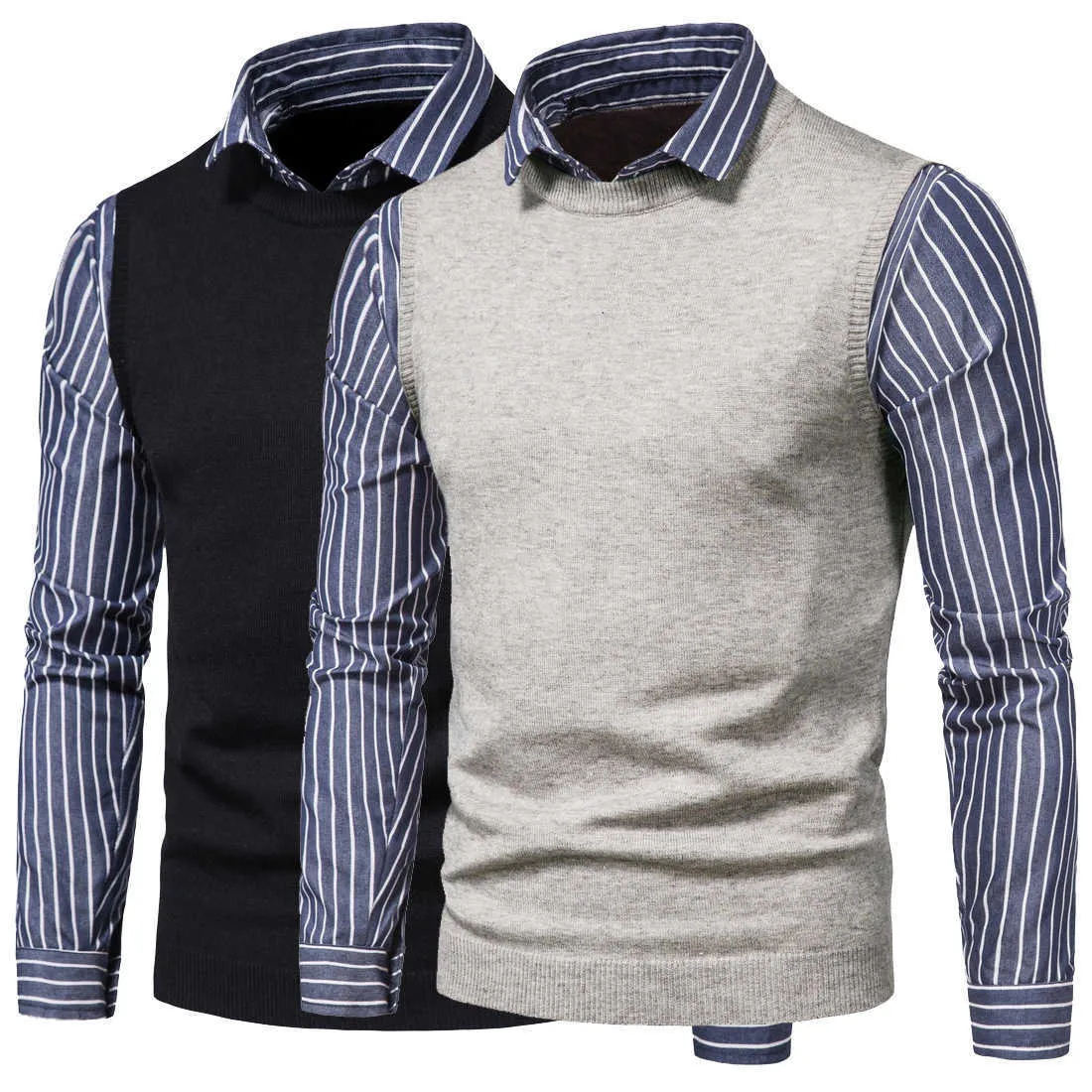 Mens sweater with deals collared shirt