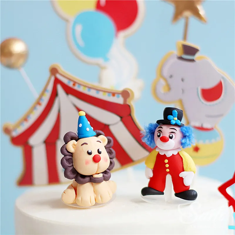 Clay Singe Clown Elephant Cirque Enfants Joyeux Anniversaire Cake Cake  Topper Pour Baby Douche Cuisson Fournitures Sweet Cadeaux Du 2,25 €