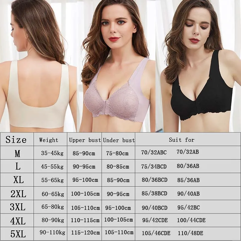 Jerrinut Plus Size Bras For Women Underwear Seamless Bra Push Up