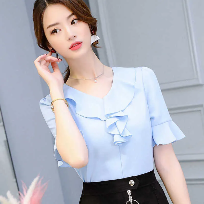 Summer Flare Sleeve Chiffon Chiffon Blouse For Women Office And
