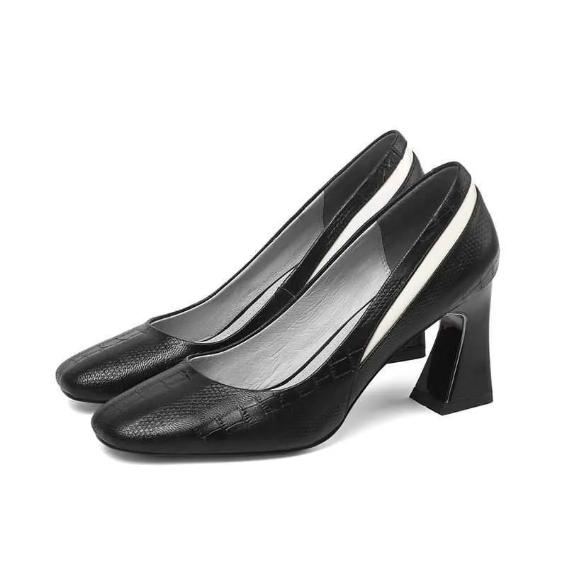 AllBiteFo groot formaat 33 43 lederen merk hoge hakken kantoor dames schoenen gemengde kleuren vrouwen hoge hak schoenen vrouwen hakken 210611