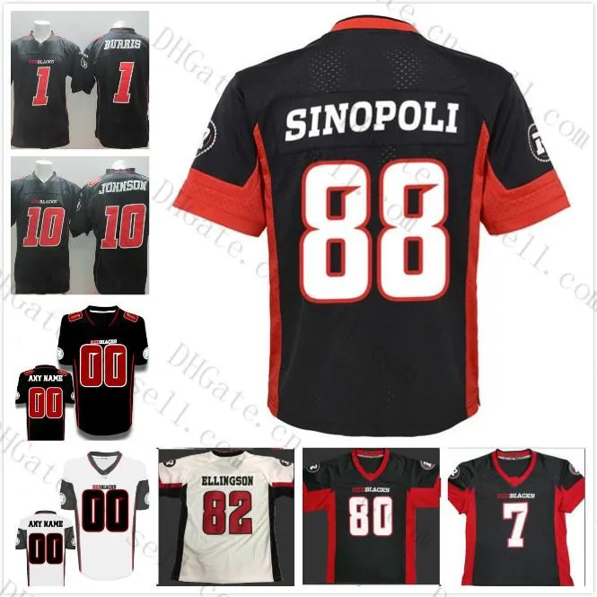 2020 nieuwe stijl aangepaste Ottawa Redblacks Premier Tc Ottawa Redblacks #1 Burris #10 Johnson zwart wit voetbalshirt (aangepast of blanco)