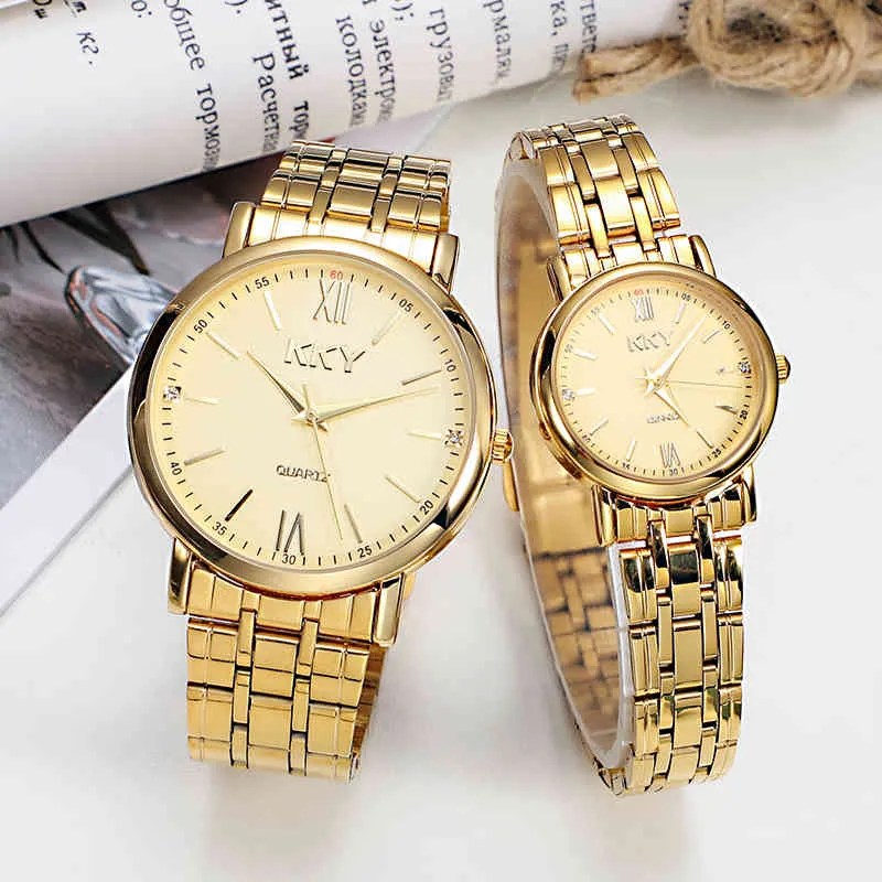 Golden Watch For Women Men Simple Quartz Lover Gift Wristwatches