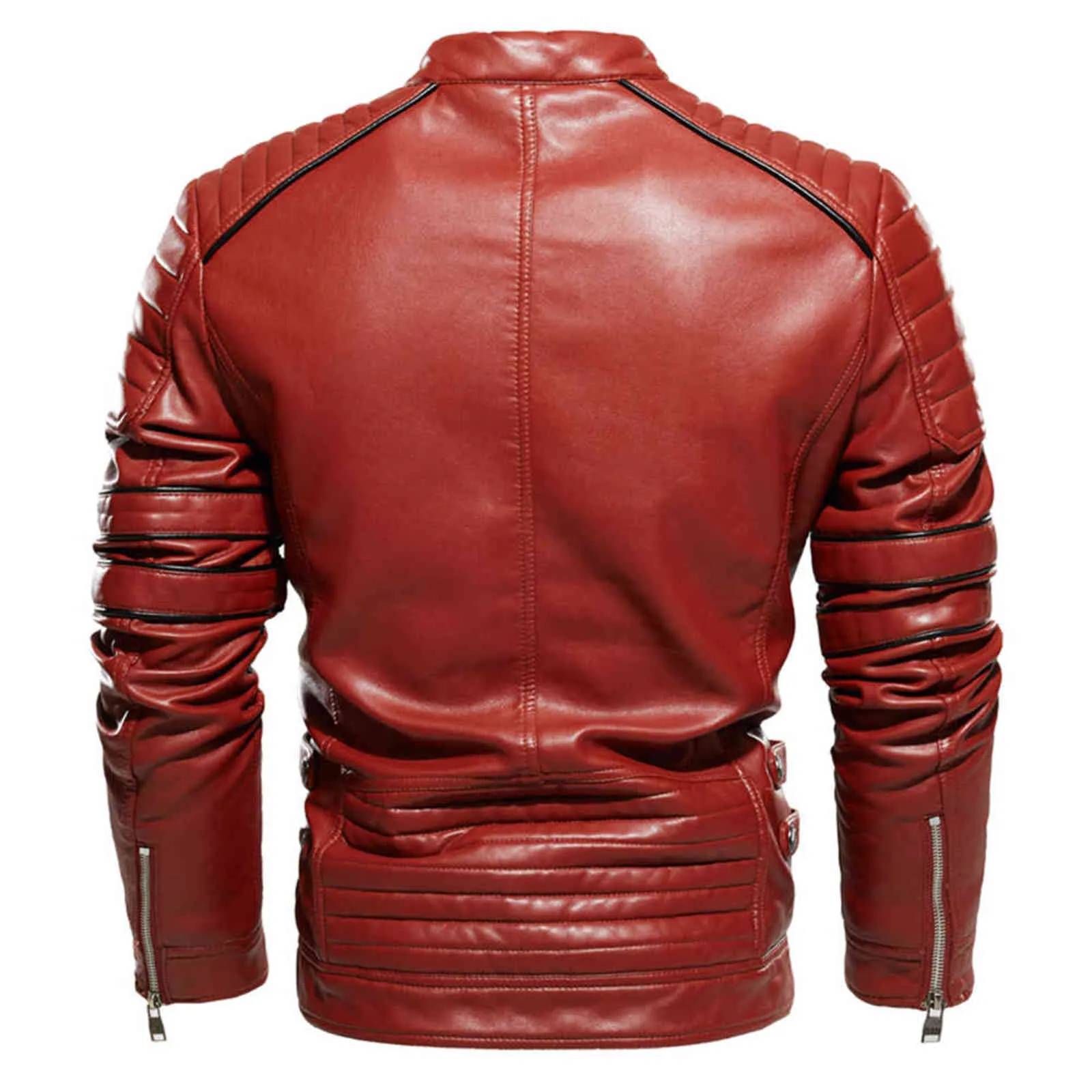 Men Jacket Coffee Leather Jacket Men Motorcycle Jacket Fashion Streetwear Biker Coat Slim Fit Autumn Winter Coat Men Fur Lined 211111