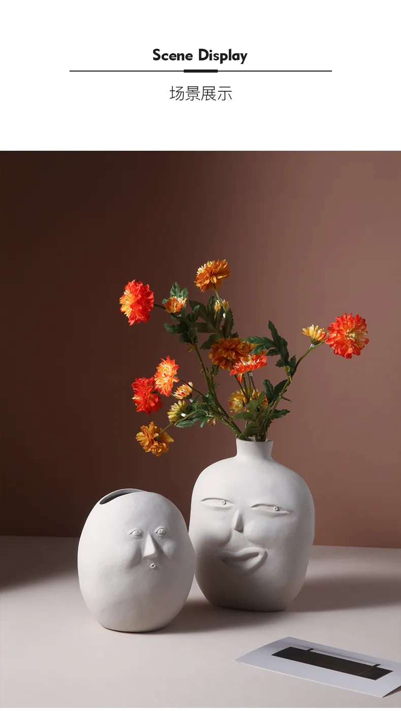 抽象的な人間の顔花瓶北欧花瓶セラミック装飾の装飾品リビングルーム