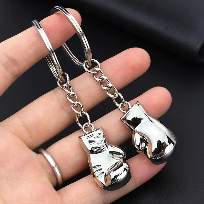 Fashion Men Boxing Gloves Pendant Keychain 3D Metal Boxer Movement