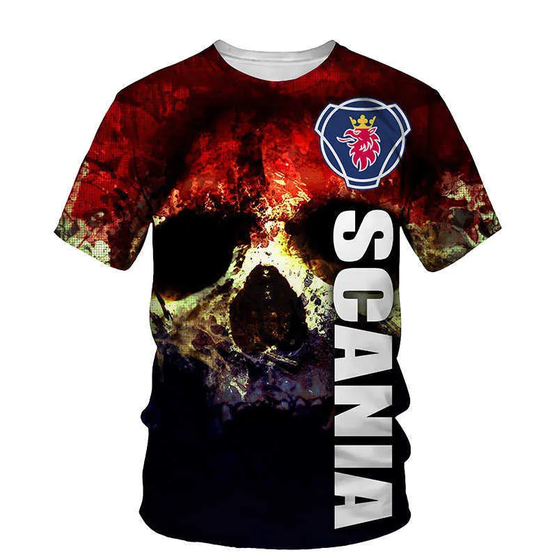 SCANIA SKULL 3D Imprimer Hommes T-shirt Summer O Cou T-shirts à manches  courtes Tops Style Male Vêtements Mode Casual T-shirts