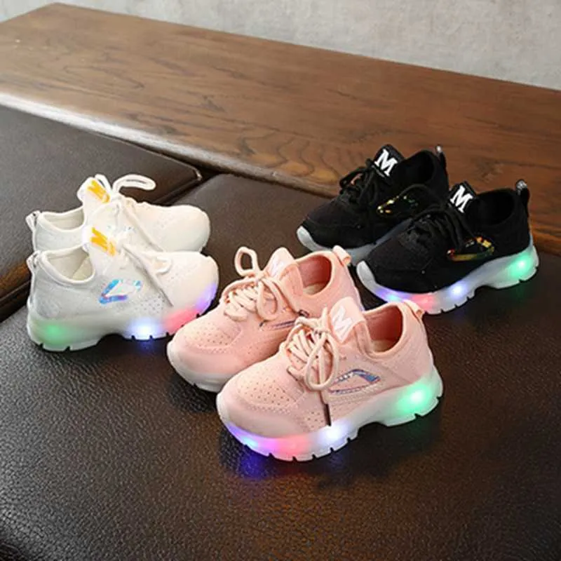 Boys Led Light Shoes Children Girl Sport Shoes Toddler Light Up Sneakers White Baby Casual Shoes Glowing Sneakers Kid Luminous G1025 From 14 3 DHgate