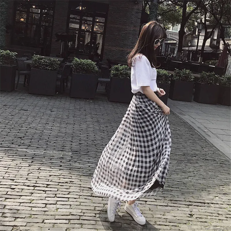 Womens white plaid skirt sales