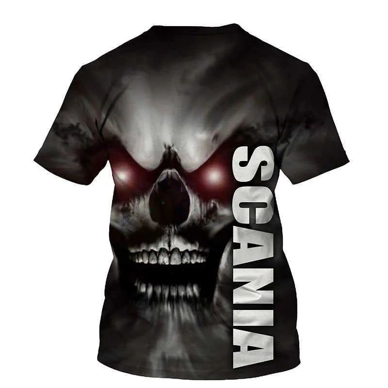 Scania Skull 3D Stampa Stampa Uomini T-Shirt Summer O Collo Manica corta  Tees Top Style Abbigliamento maschile Moda Casual T-shirt