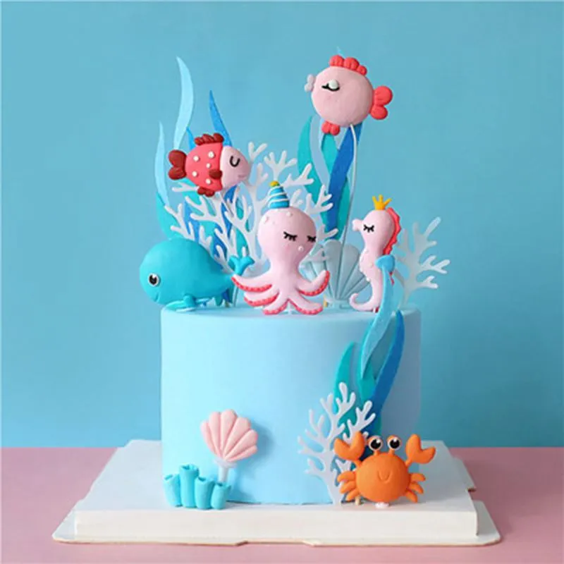 Fish Animal Cake Topper Decor Birthday Cake Under The Sea Party