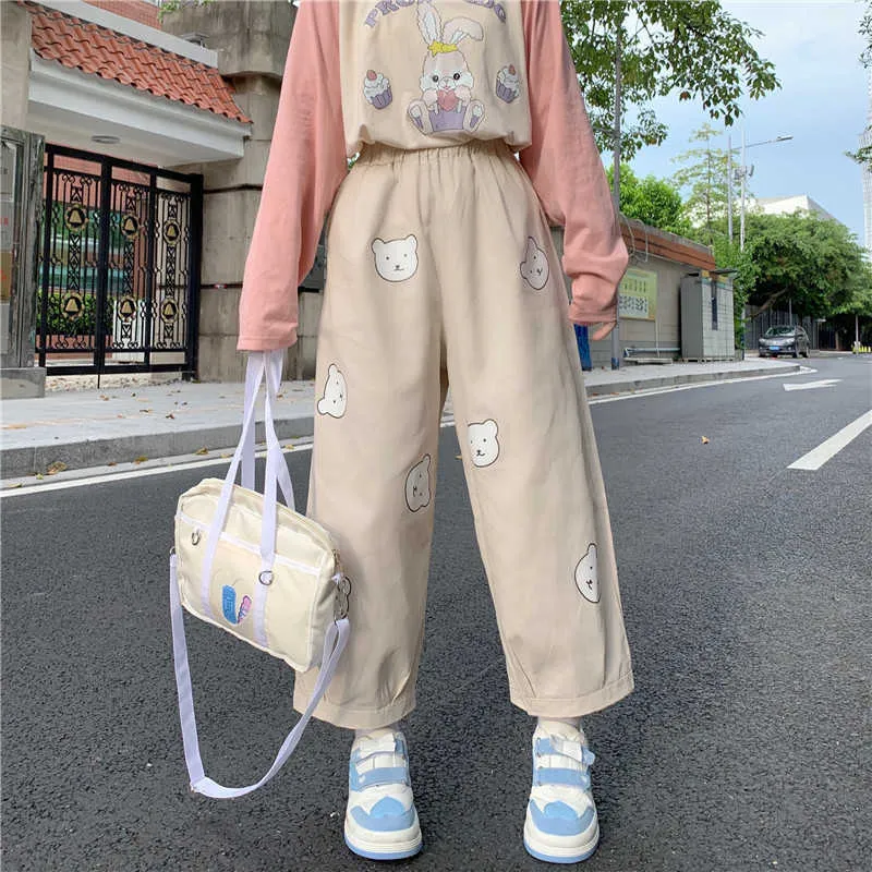 Kawaii Bear Print Cute Pants For Women Soft, Cute, And High Waisted For  Casual And Students 211006 From Kong00, $17.19