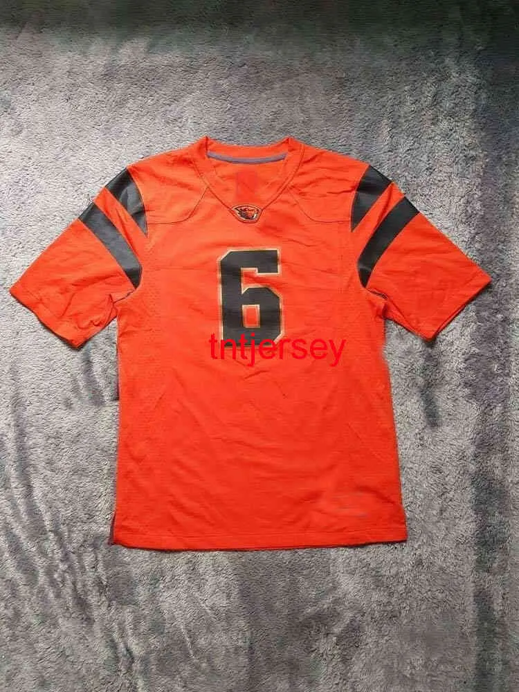 Mit Goedkope cusma Heren Oregon State Beavers Voetbalshirt #6 Oranje HEREN VROUWEN JEUGD steek voeg een naamnummer toe XS-5XL