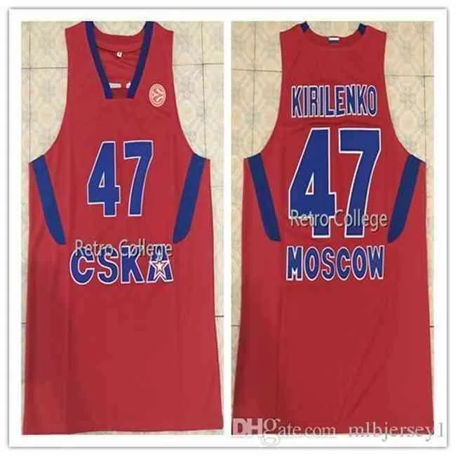 2018 Nieuwe #47 Andrei Kirilenko Cska Moskou Top Basketbal Jersey Alle maten Gestikt Custom Elk Nummer Naam Xs-6xl Vest Jerseys vest Shirt