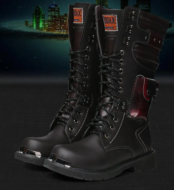 Men Motorcycle Boots Vintage Combat Boots With Pocket 2017 New Lace Up PU Leather Buckle Military Boots Men Shoes From 50 11 DHgate
