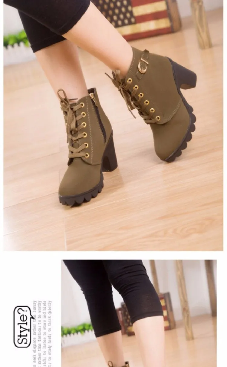 Ankle Boots For Women 2018 Winter Women Boots High Heels PU Matin