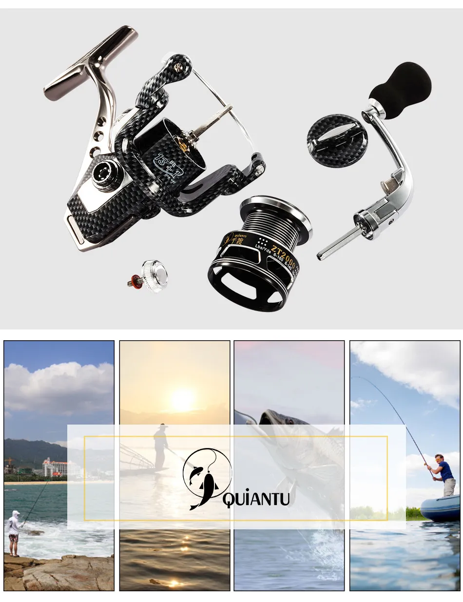 QUIANTU Brand 5.5:1/4.7:1 14BB Waterproof Carbon Drag Spinning Reel Large  Spool 20KG Max Drag Freshwater Spinning Fishing Reel C18110601 From  Shen8402, $33.1
