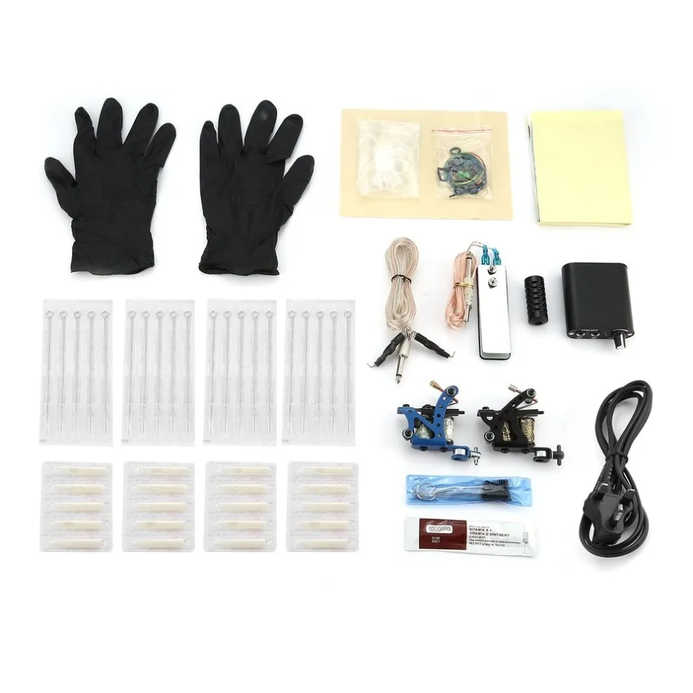 初心者向けタトゥーキット インク、針、グリップ、チップ、電源を備え