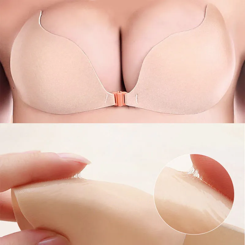 Women Push Up Bra Strapless Front Closure Adhesive Sexy Lingerie