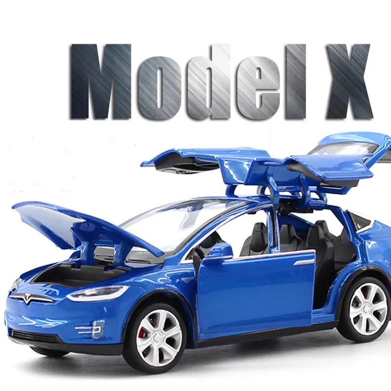 1:32 Tesla Model X 90D SUV Diecast Model Car Toy Sound&Light Collection  White
