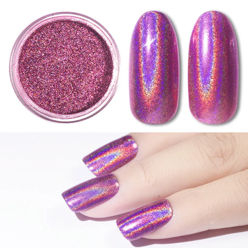 6 Colors Holographic Rose Gold Chrome Nail Powder With Eyeshadow