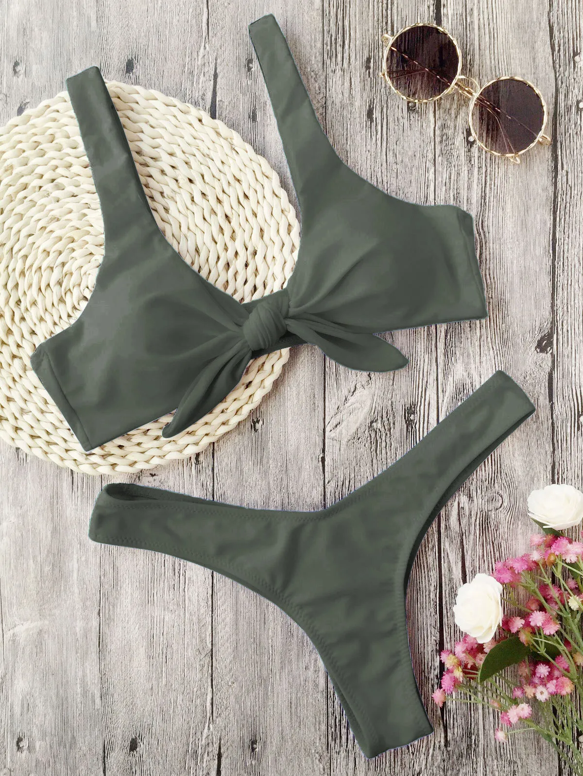 Zaful army sale green bikini