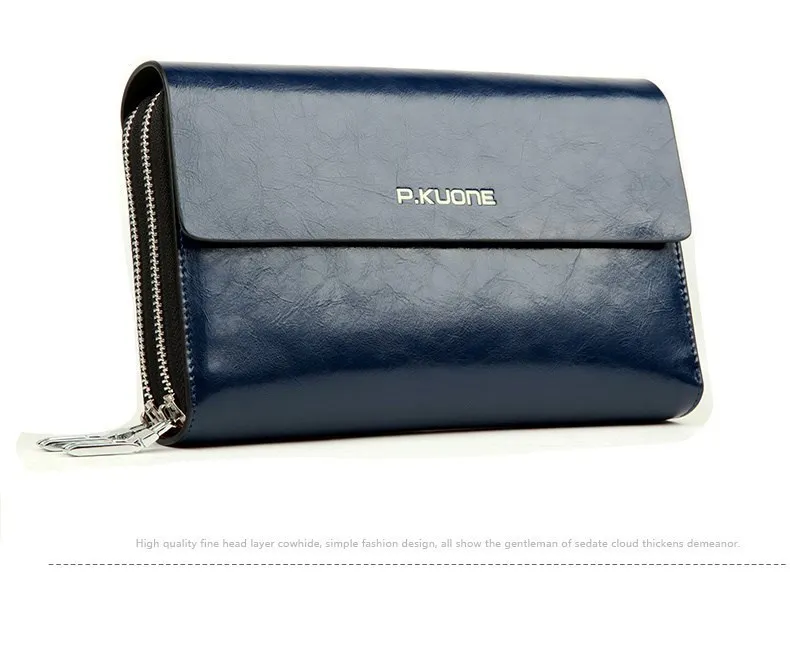 P.Kuone Mens Clutch Wallet Luxury Shining Oil Wax Cowhide Men Clutch Bag  Man Long Genuine Leather Wallets Male Coin Purse Bags Y19052302 From 60,28  € | DHgate