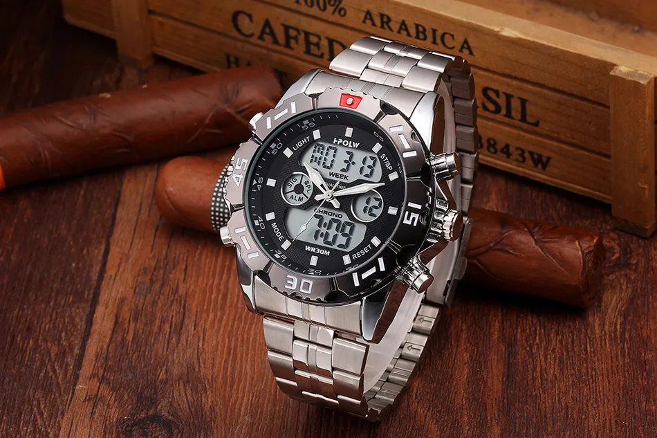 Hpolw Brand Men Sports Watches Fashion Chronos Rubber Mens