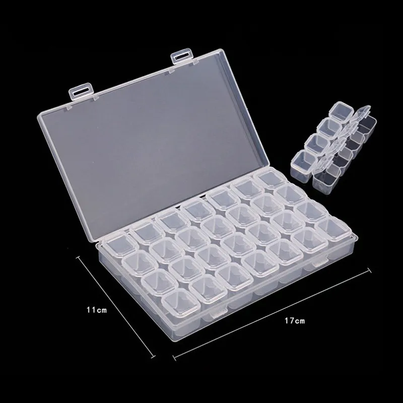 Tool jewelry storage box jewelry sub-packaging 28-grid transparent color  detachable box jewelry storage box