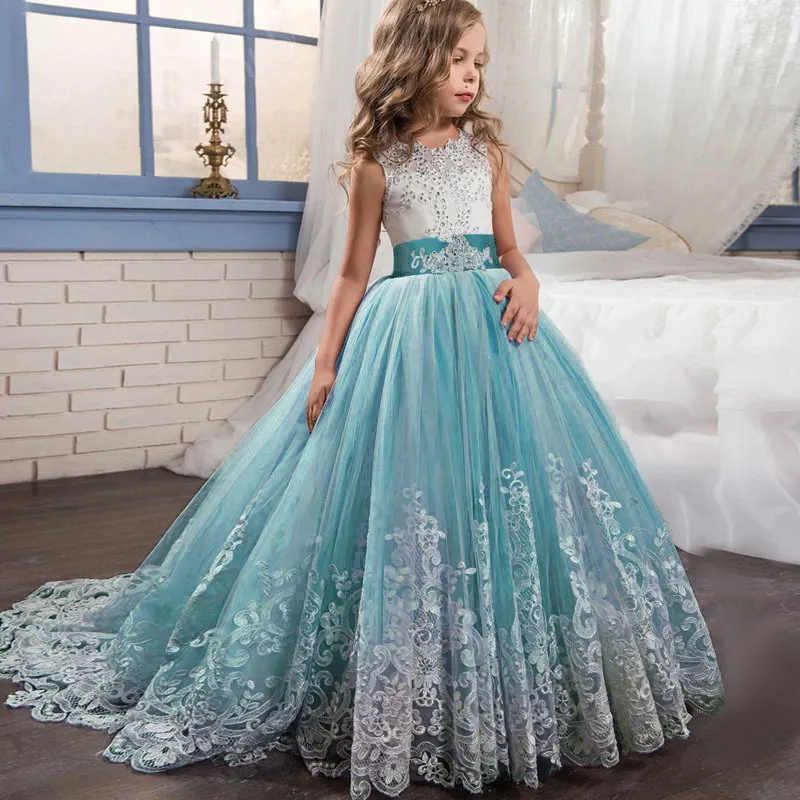 Kids Bridesmaid Flower Girls Wedding Dress For Girl Evening Party Dresses Summer Teenage Children Princess Dress 8 10 12 14 Year Y19061501 From 29 42 DHgate