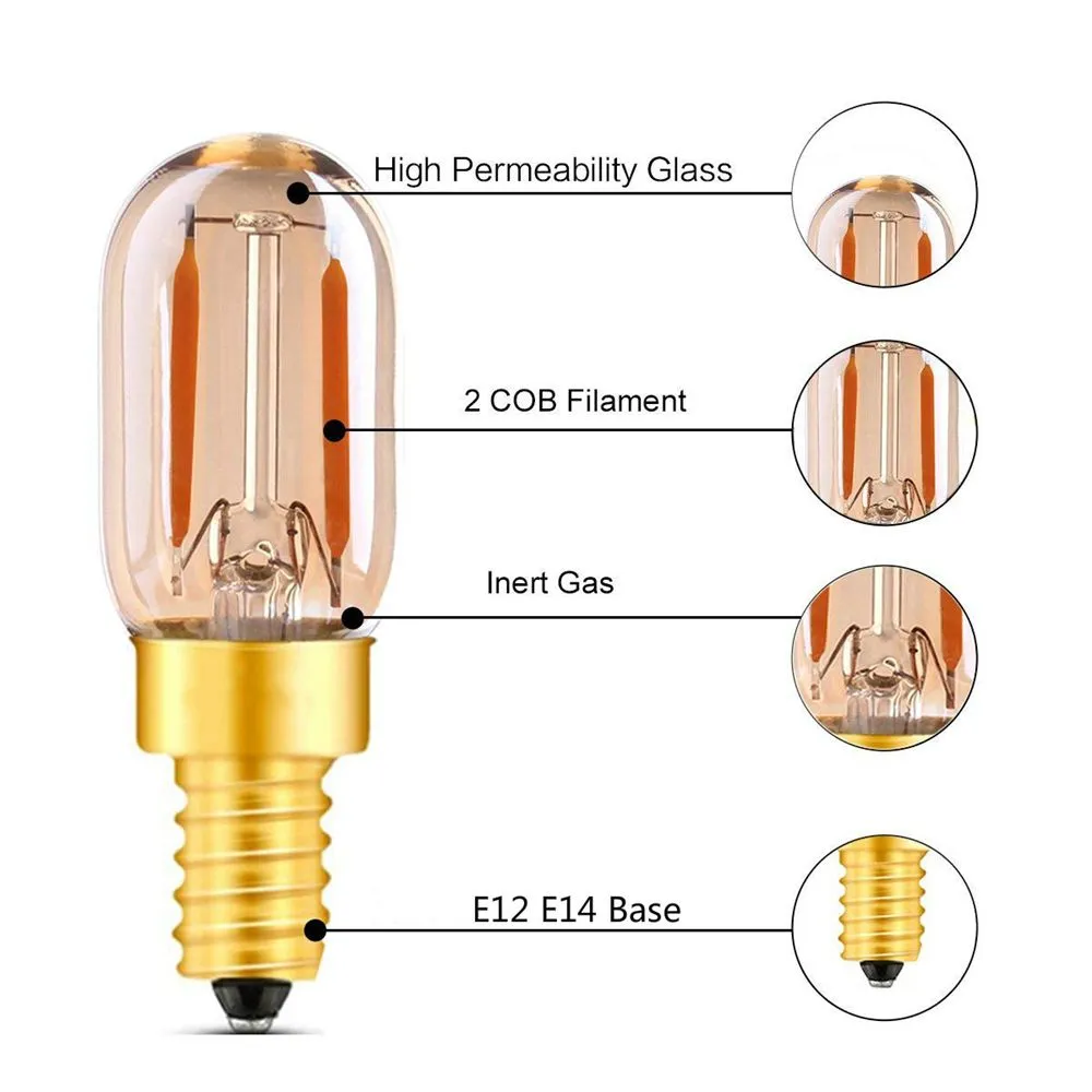 1W E12 E14 Chandelier T22 Filament LED Rétro Ampoule De Tube